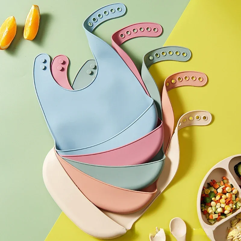 Waterproof Baby Bibs Silicone - 1 sztuka – jednokolorowe silikonowe śliniaki
